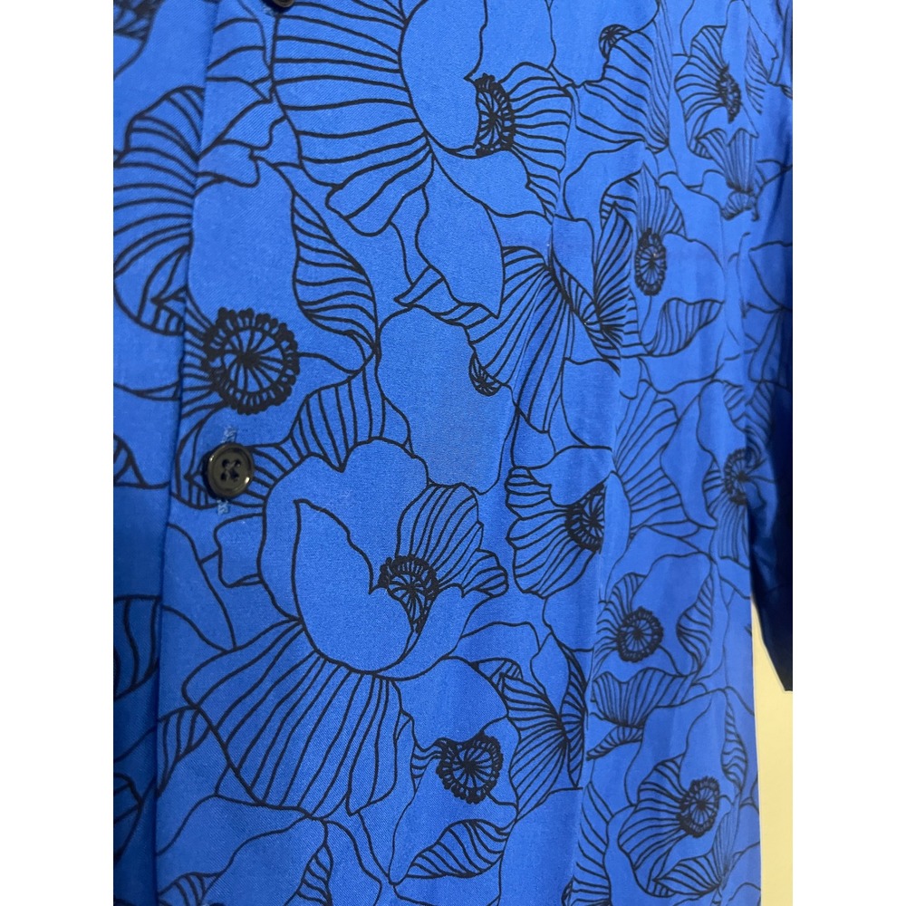 The Kooples Graphic Poppies Camp Shirt Blue Floral 100%‎ Viscose Men's S NWT - Picture 3 of 10